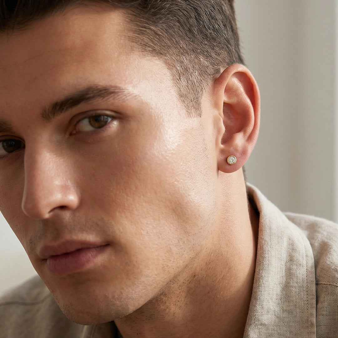 Gold Halo Disc Stud