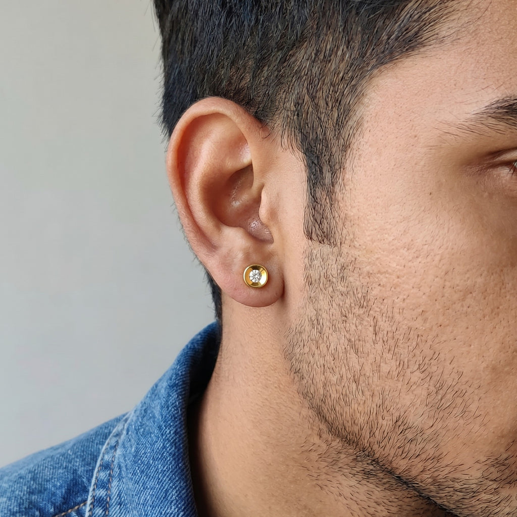 Gold Minimal Bezel Stud Earrings