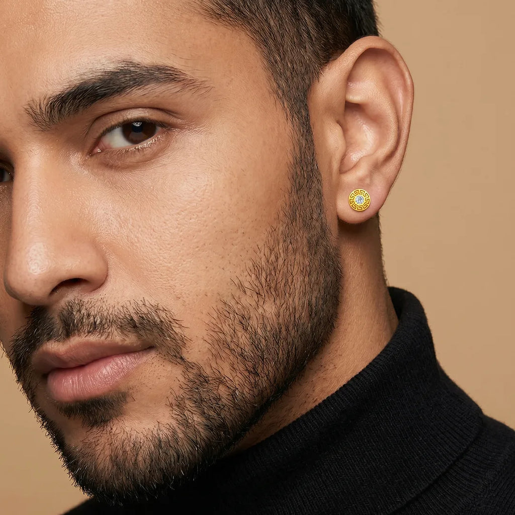 Gold Greek Halo Stud Earring