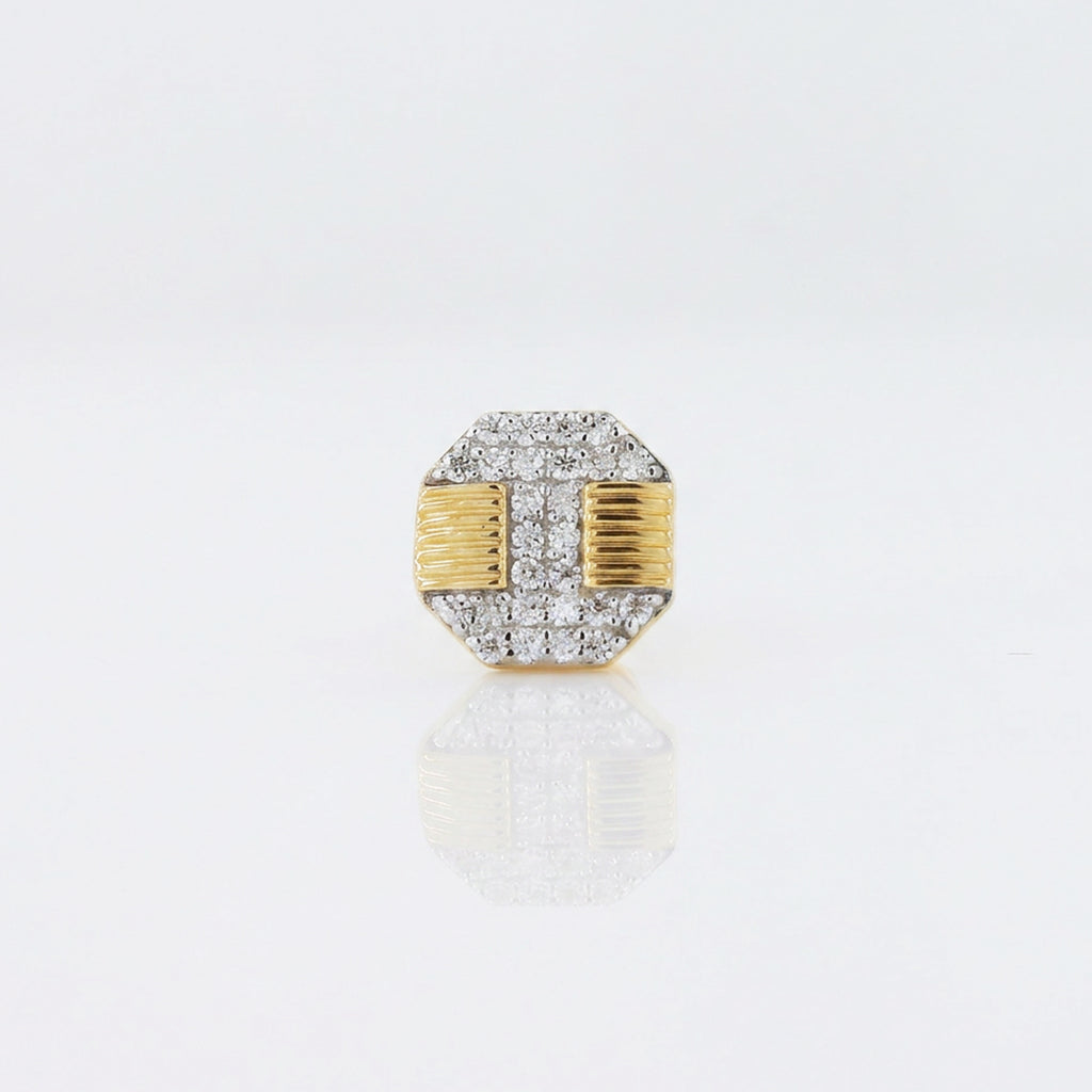 Gold Octagon Pavé Stud Earrings