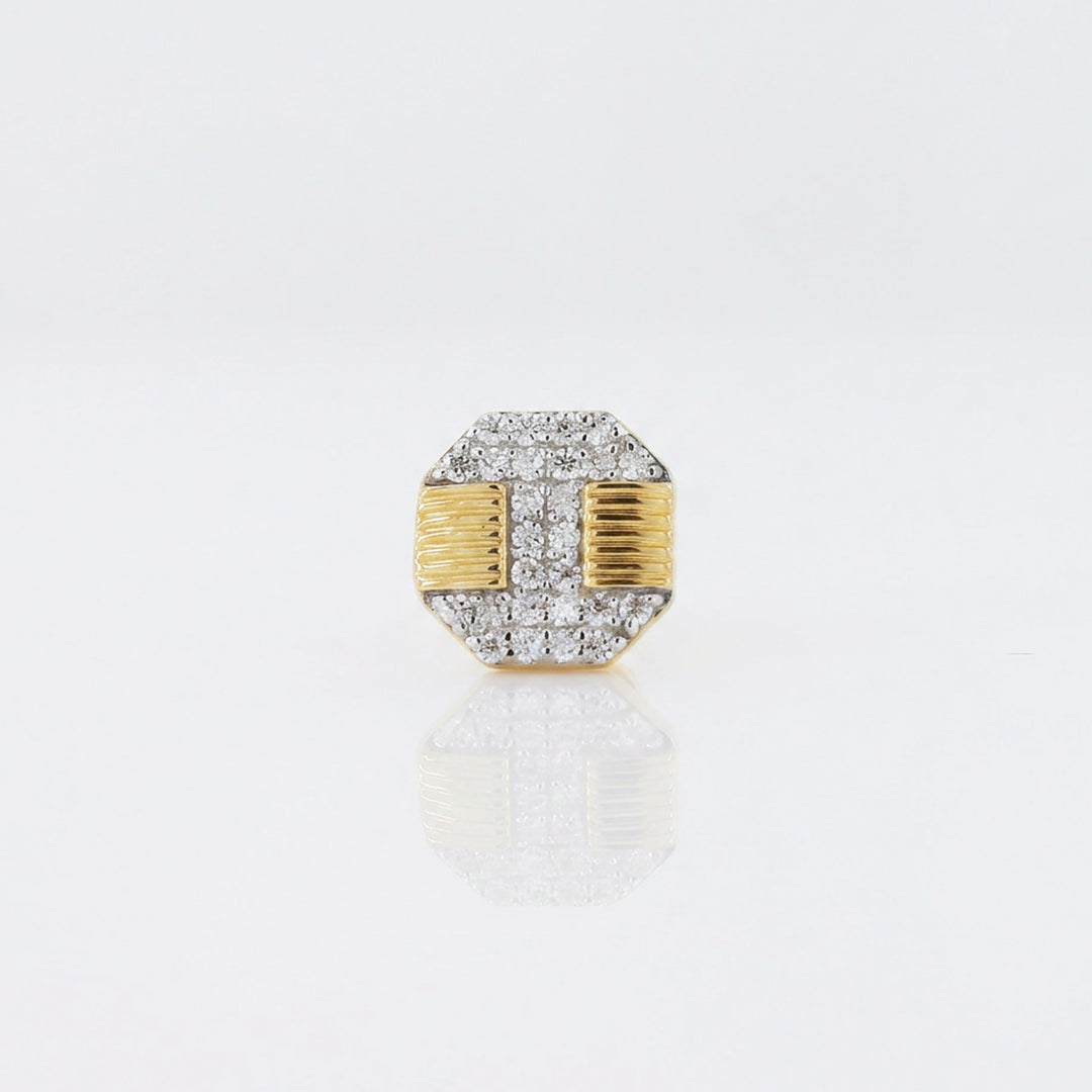 Gold Octagon Pavé Stud Earrings