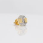 Gold Octagon Pavé Stud Earrings