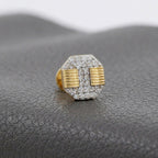Gold Octagon Pavé Stud Earrings