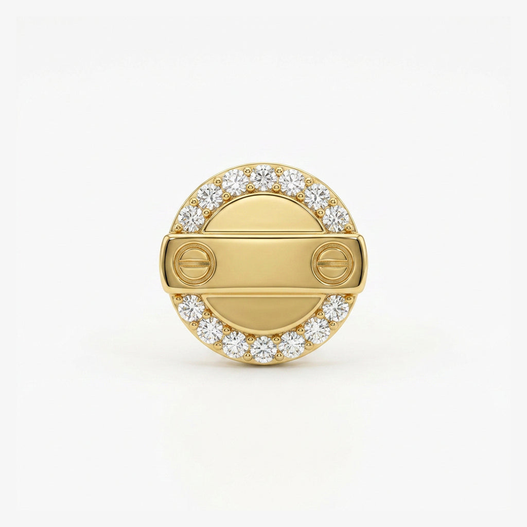Gold Orbit Bar Stud Earrings