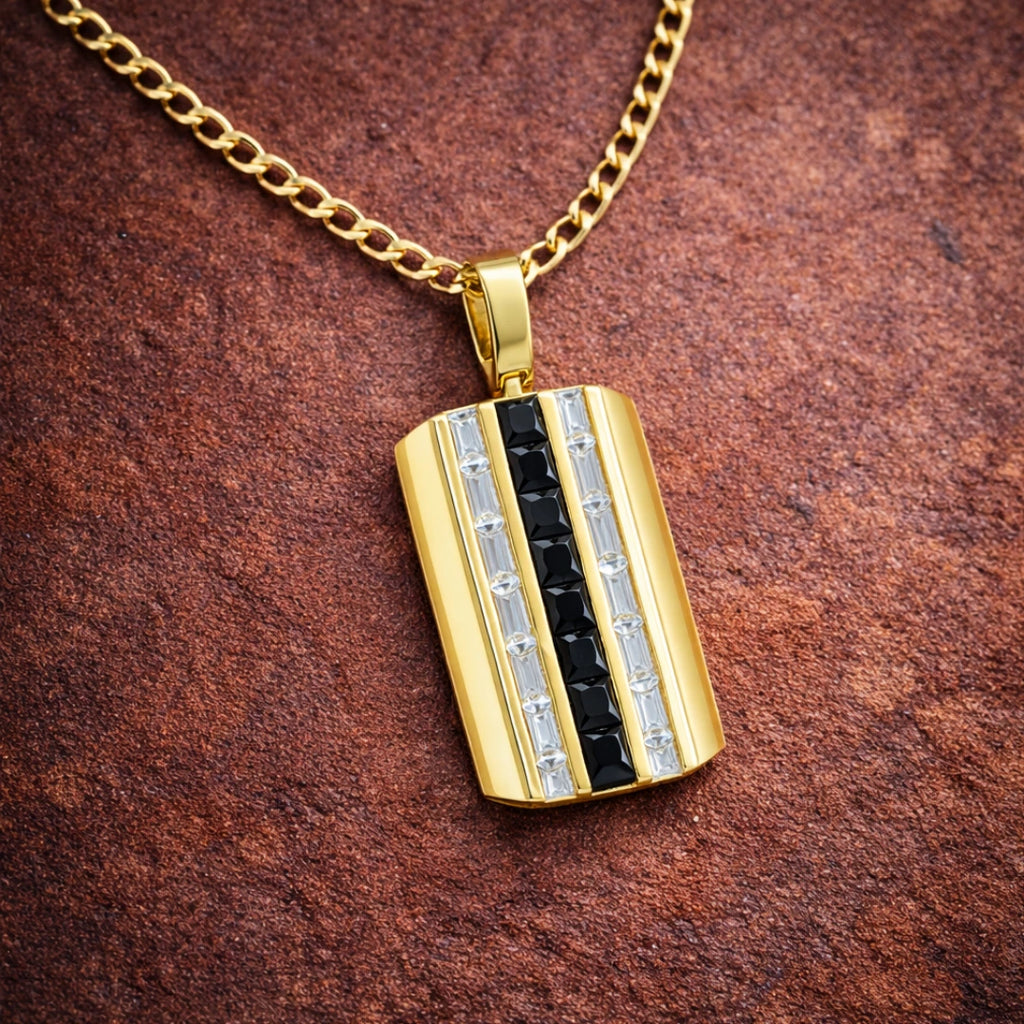 Gold Bold Stripe Pendant Necklace
