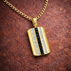 Gold Bold Stripe Pendant Necklace