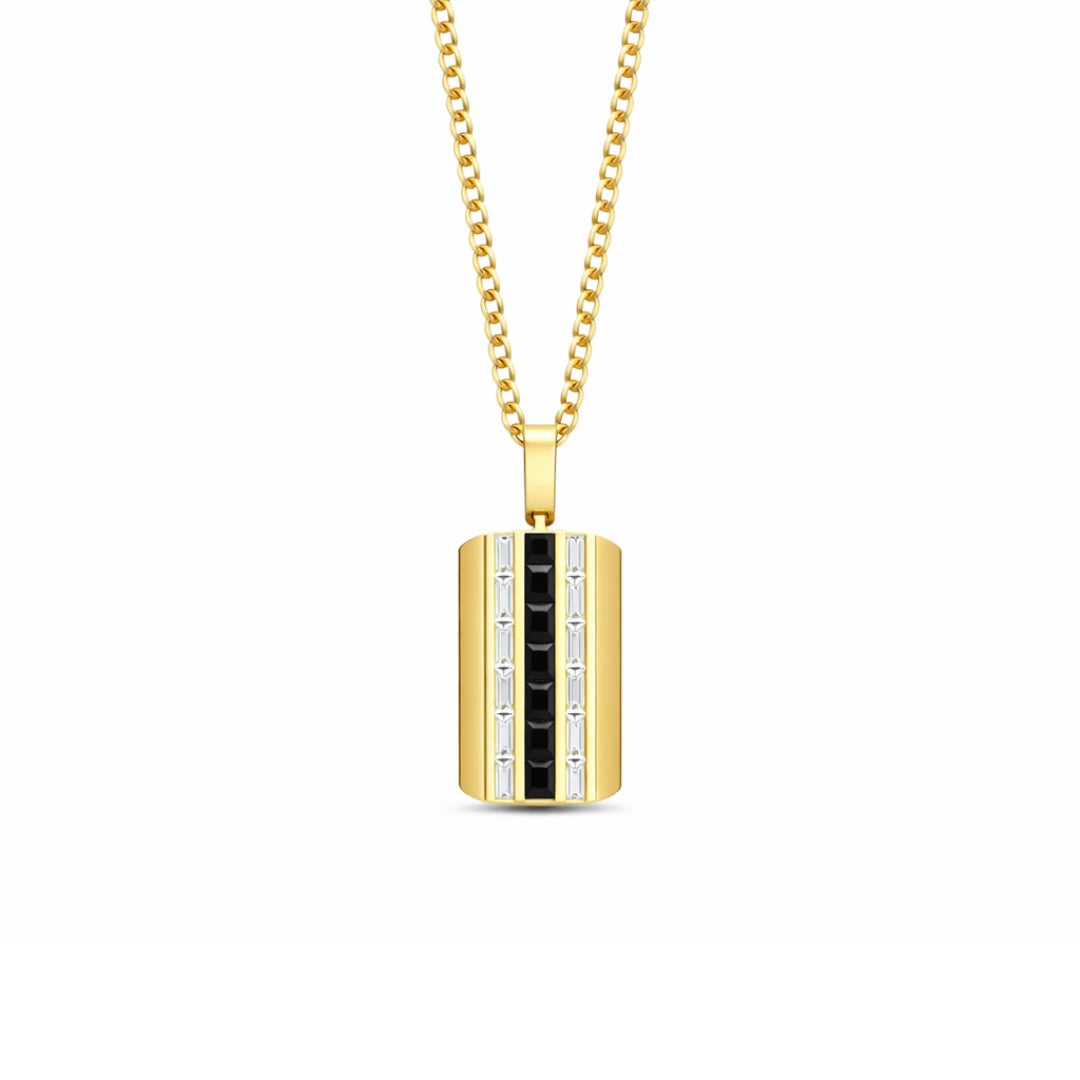 Gold Bold Stripe Pendant Necklace