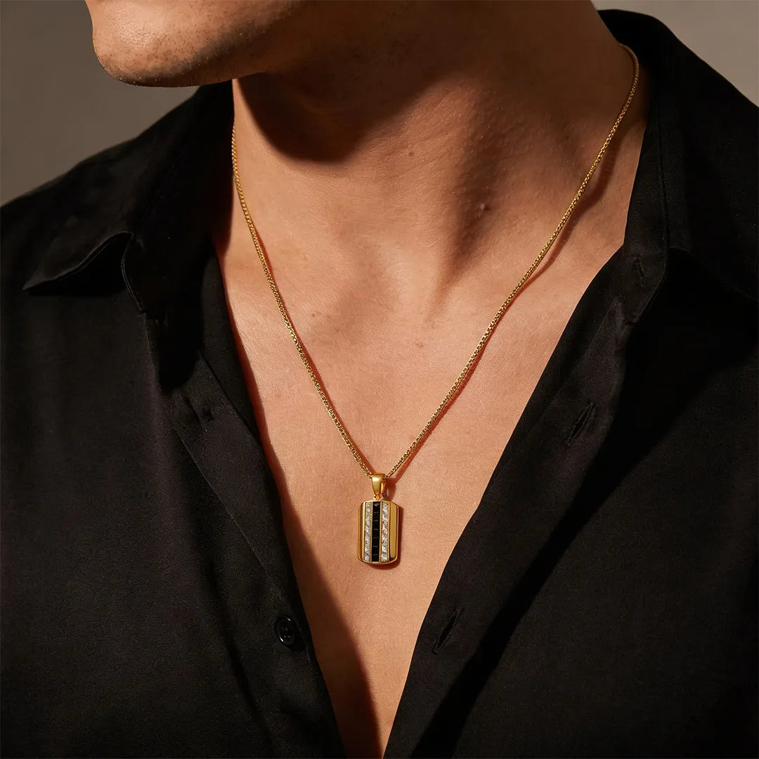 Gold Bold Stripe Pendant Necklace