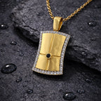 Gold Black Stone Shield Pendant