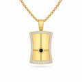 Gold Black Stone Shield Pendant