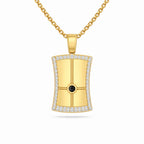 Gold Black Stone Shield Pendant