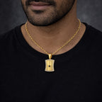 Gold Black Stone Shield Pendant