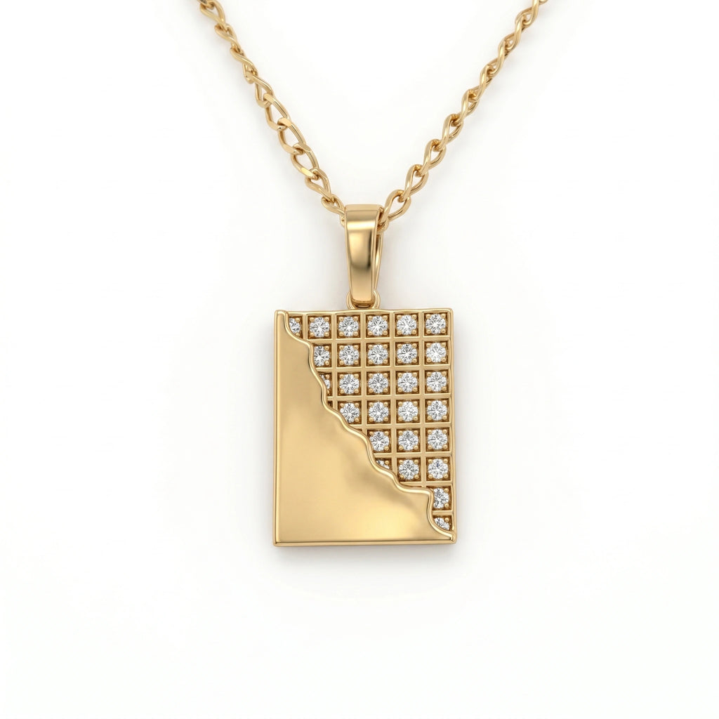 Gold Grid Edge Pendant