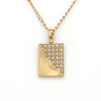 Gold Grid Edge Pendant