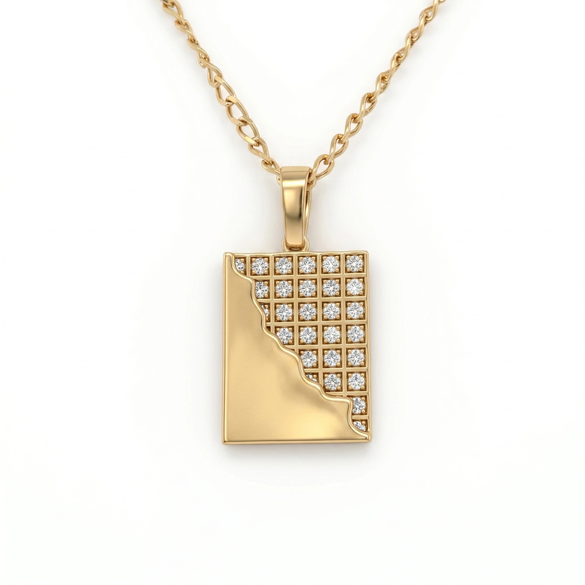 Gold Grid Edge Pendant