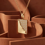 Gold Grid Edge Pendant