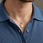 Gold Grid Edge Pendant