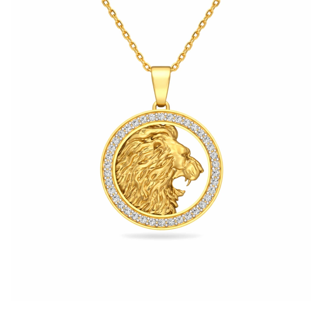Gold Lion Medallion Power Pendant