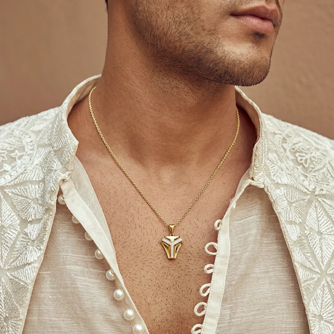 Gold Apex Line Statement Pendant