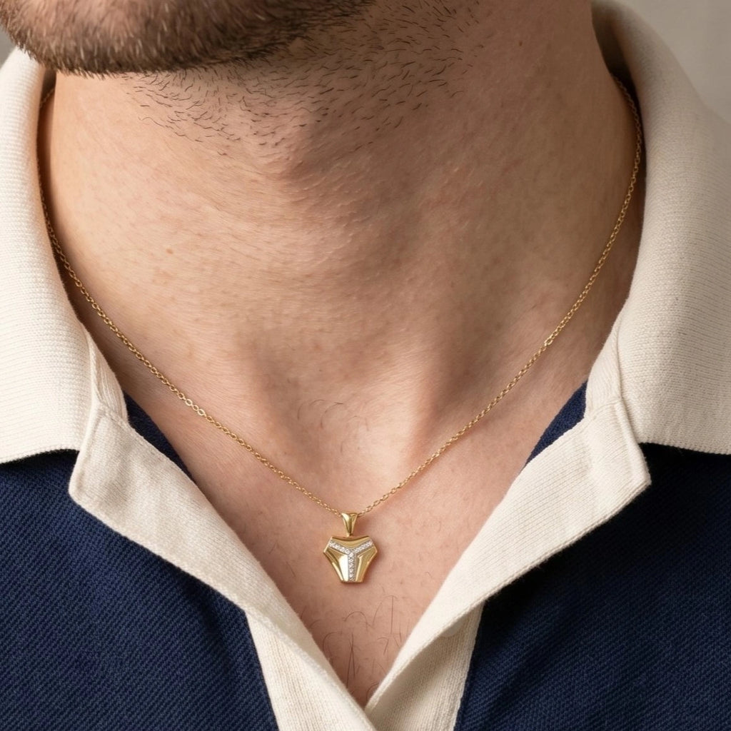 Gold Apex Line Statement Pendant