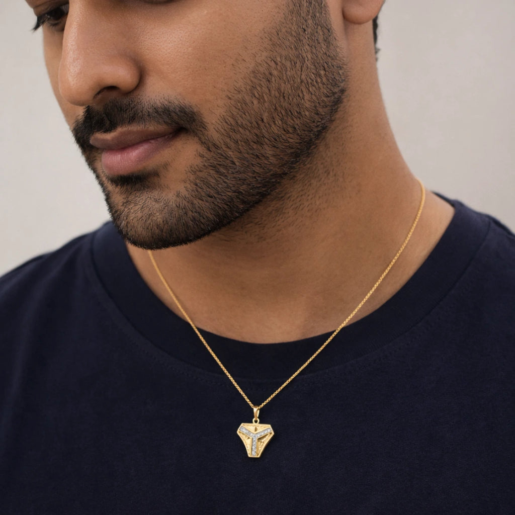 Gold Apex Line Statement Pendant