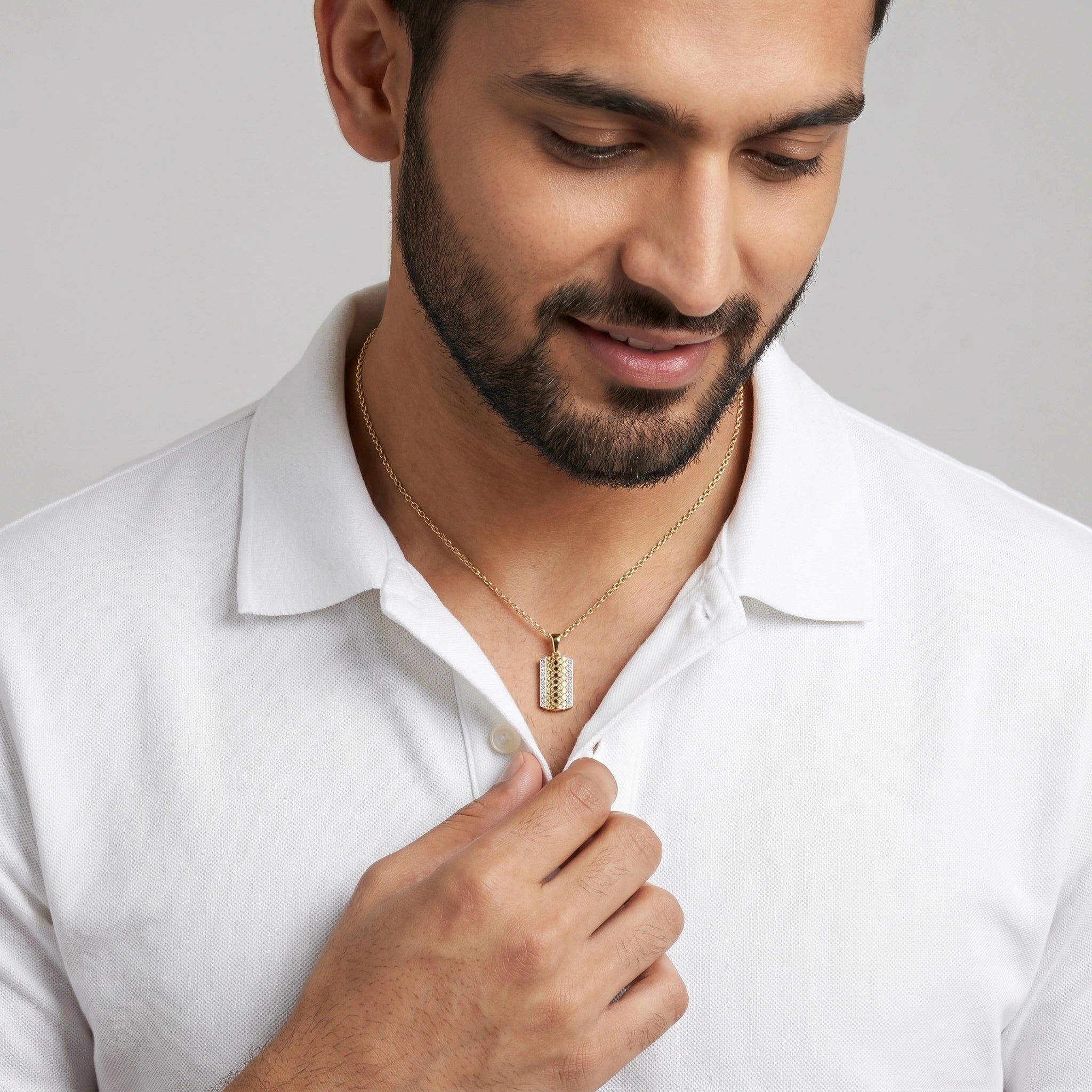 Gold Textured Bar Pendant