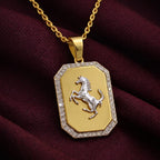Gold Stallion Crest Statement Pendant