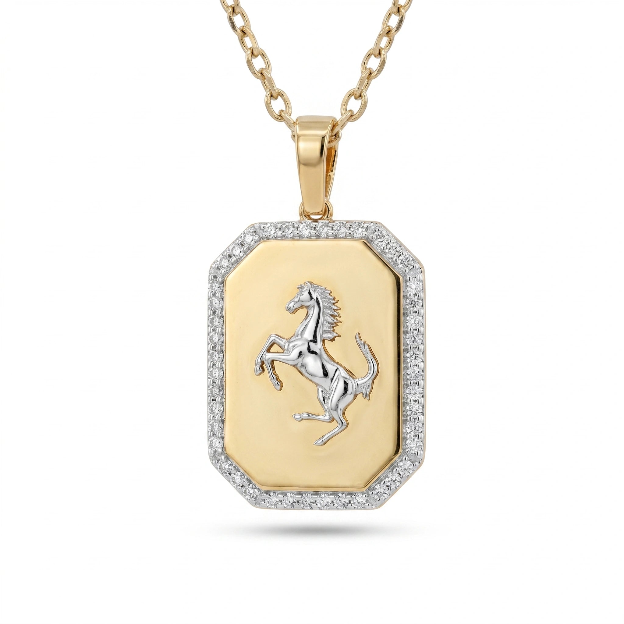 Gold Stallion Crest Statement Pendant