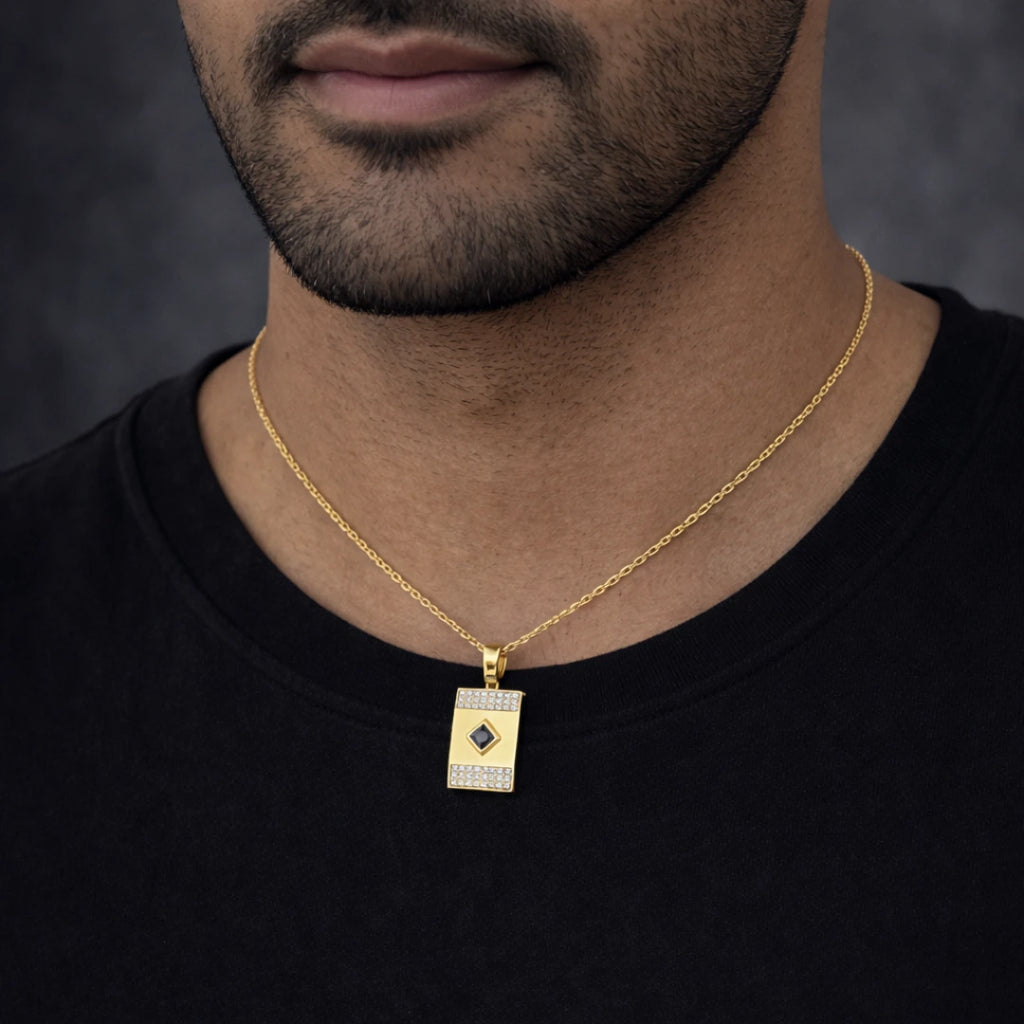 Gold Regal Black Stone Pendant