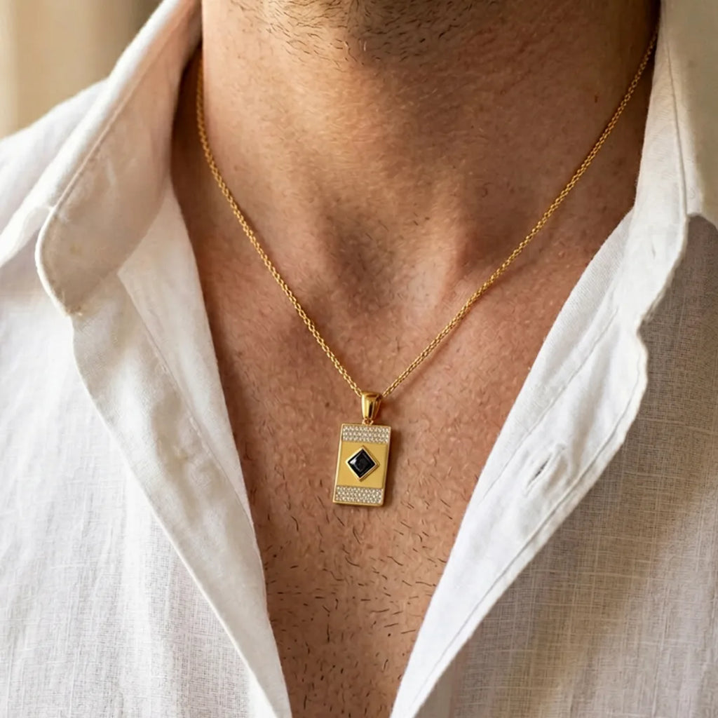 Gold Regal Black Stone Pendant