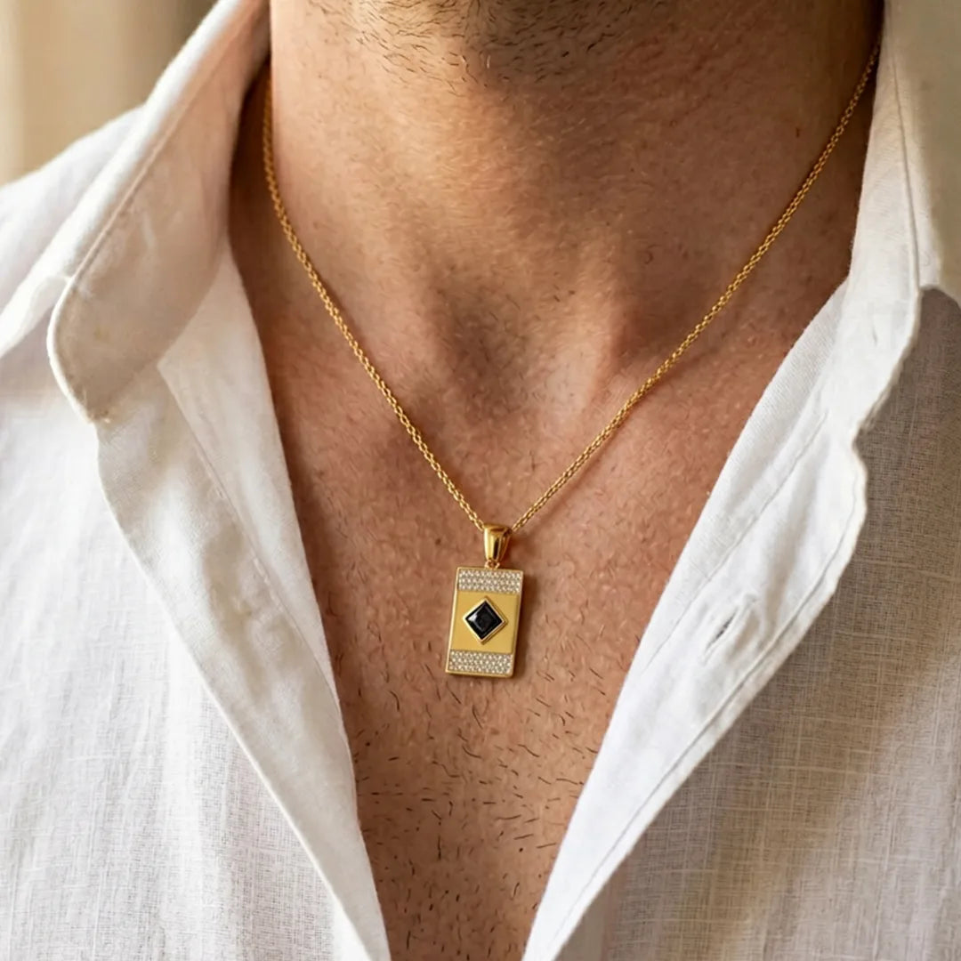 Gold Regal Black Stone Pendant
