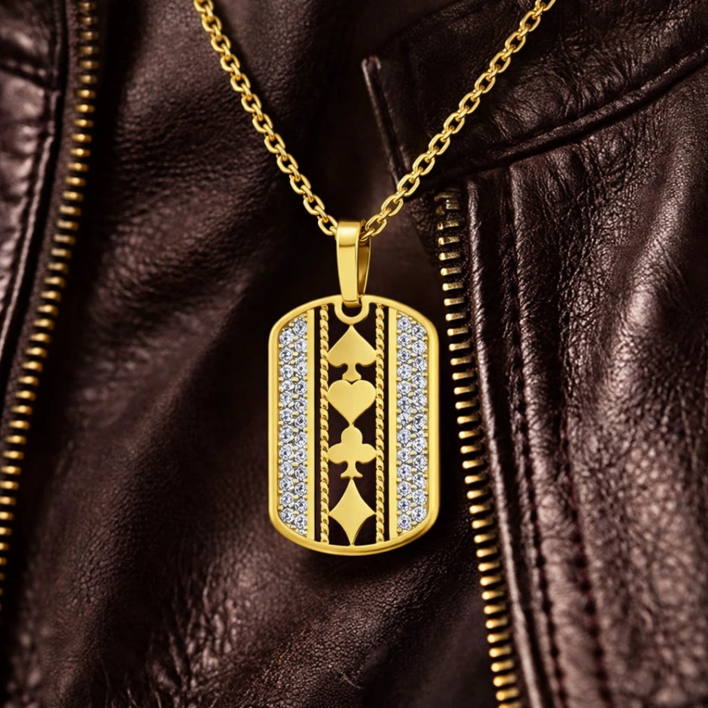 Gold Card Motif Pendant