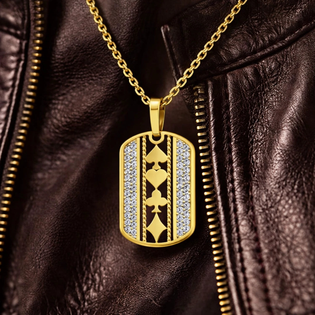 Gold Card Motif Pendant