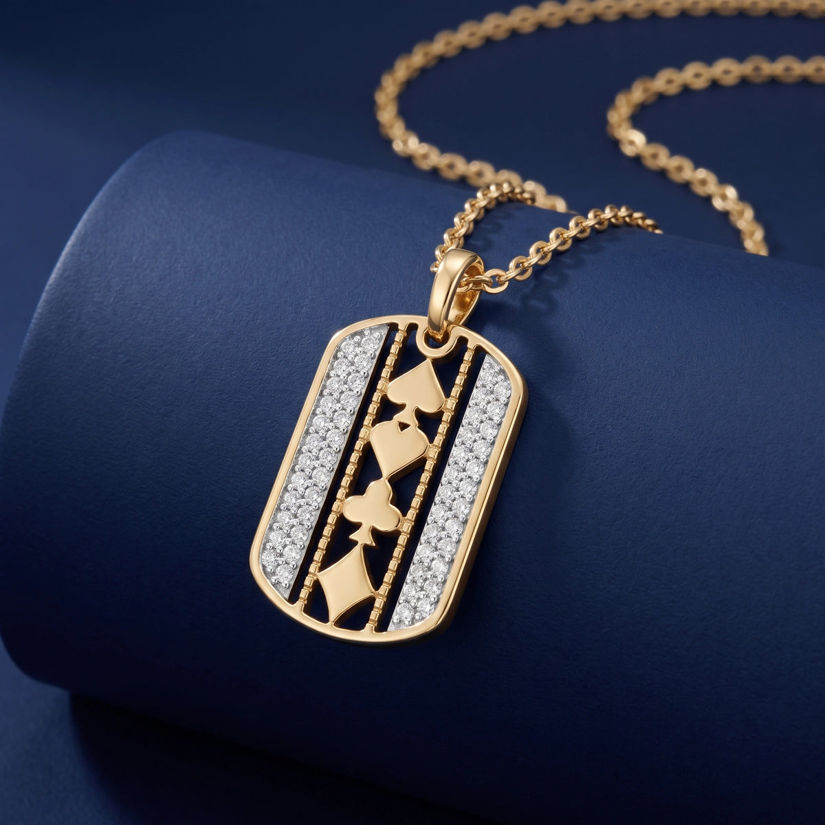 Gold Card Motif Pendant