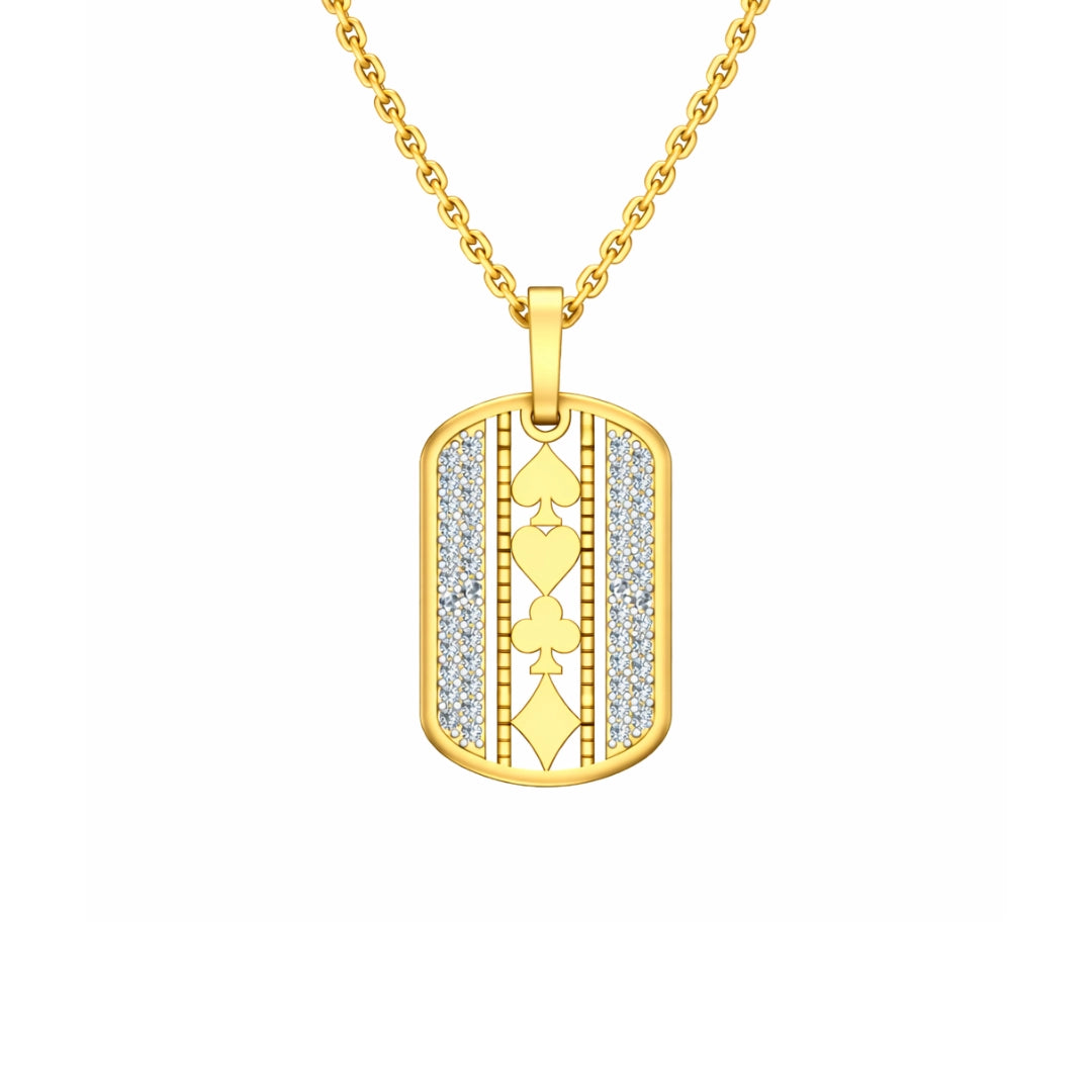 Gold Card Motif Pendant