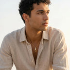 Dual Edge Black Stone 18KT Gold Plated Pendant