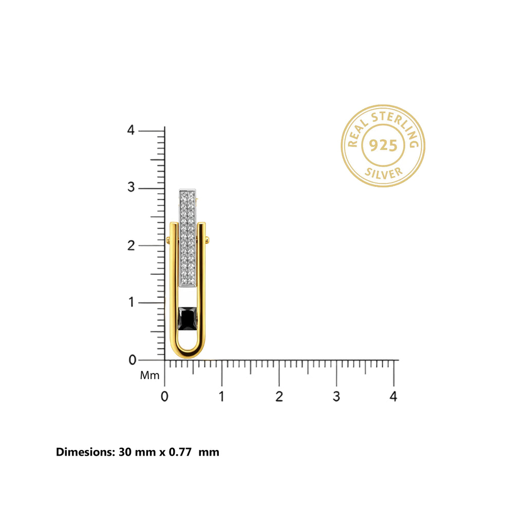 Dual Edge Black Stone 18KT Gold Plated Pendant