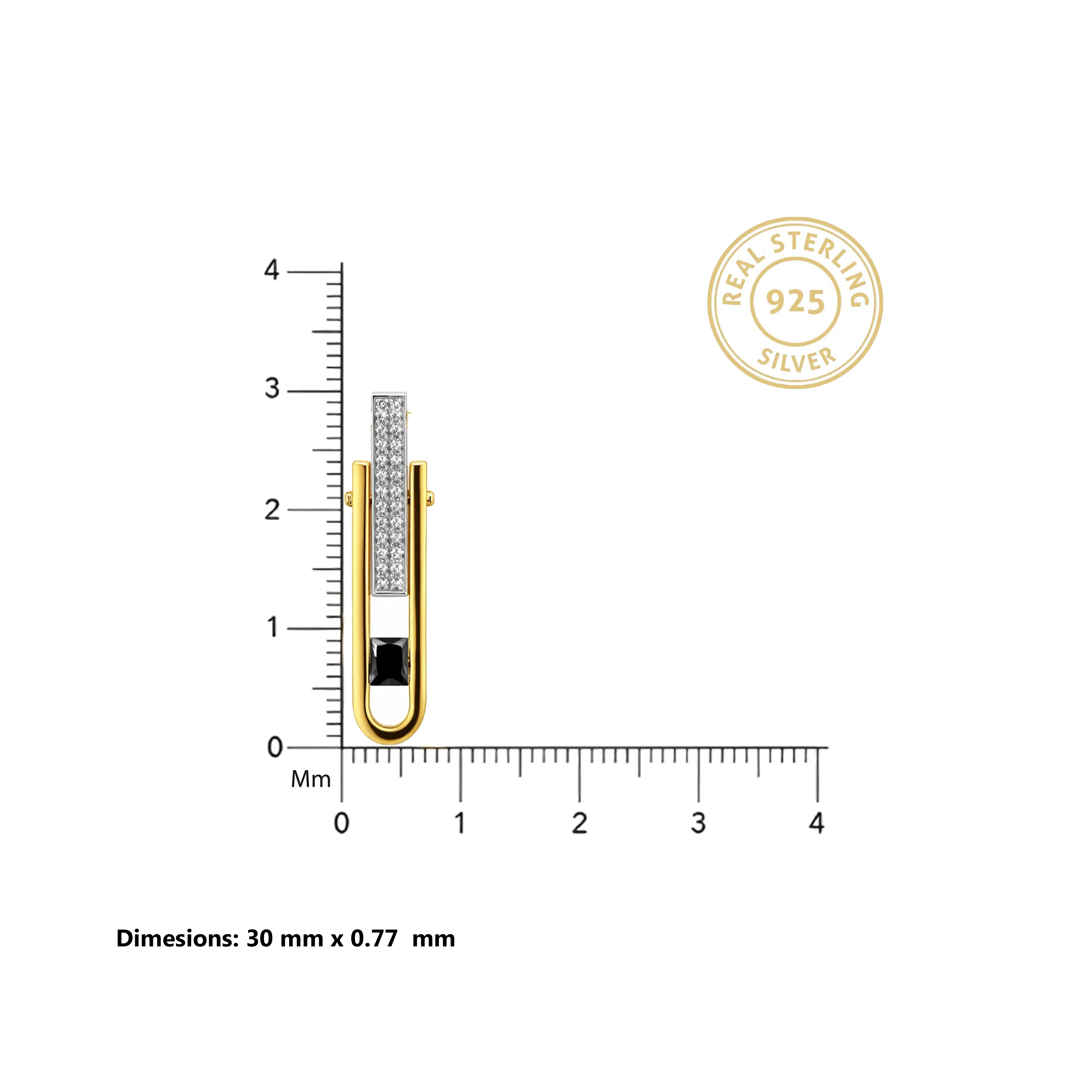 Dual Edge Black Stone 18KT Gold Plated Pendant