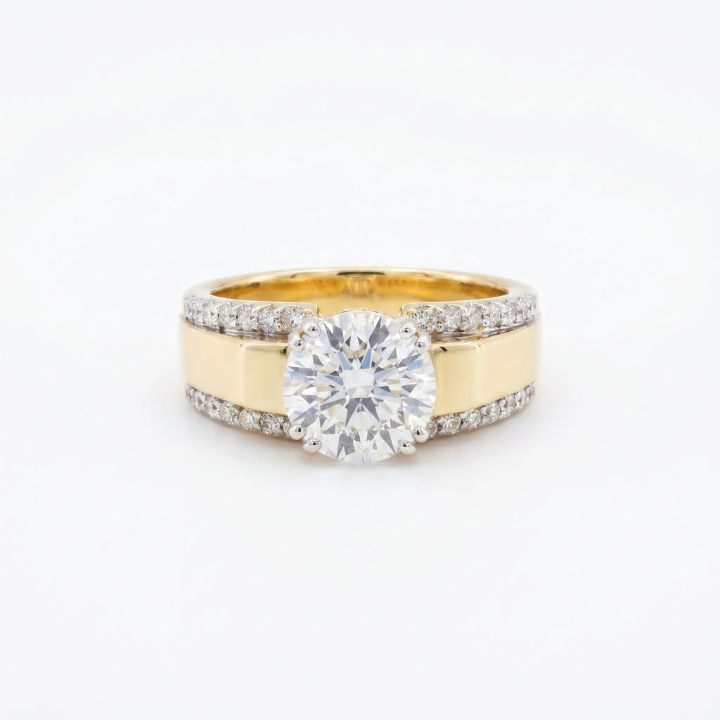 Gold Dual Band Solitaire Ring