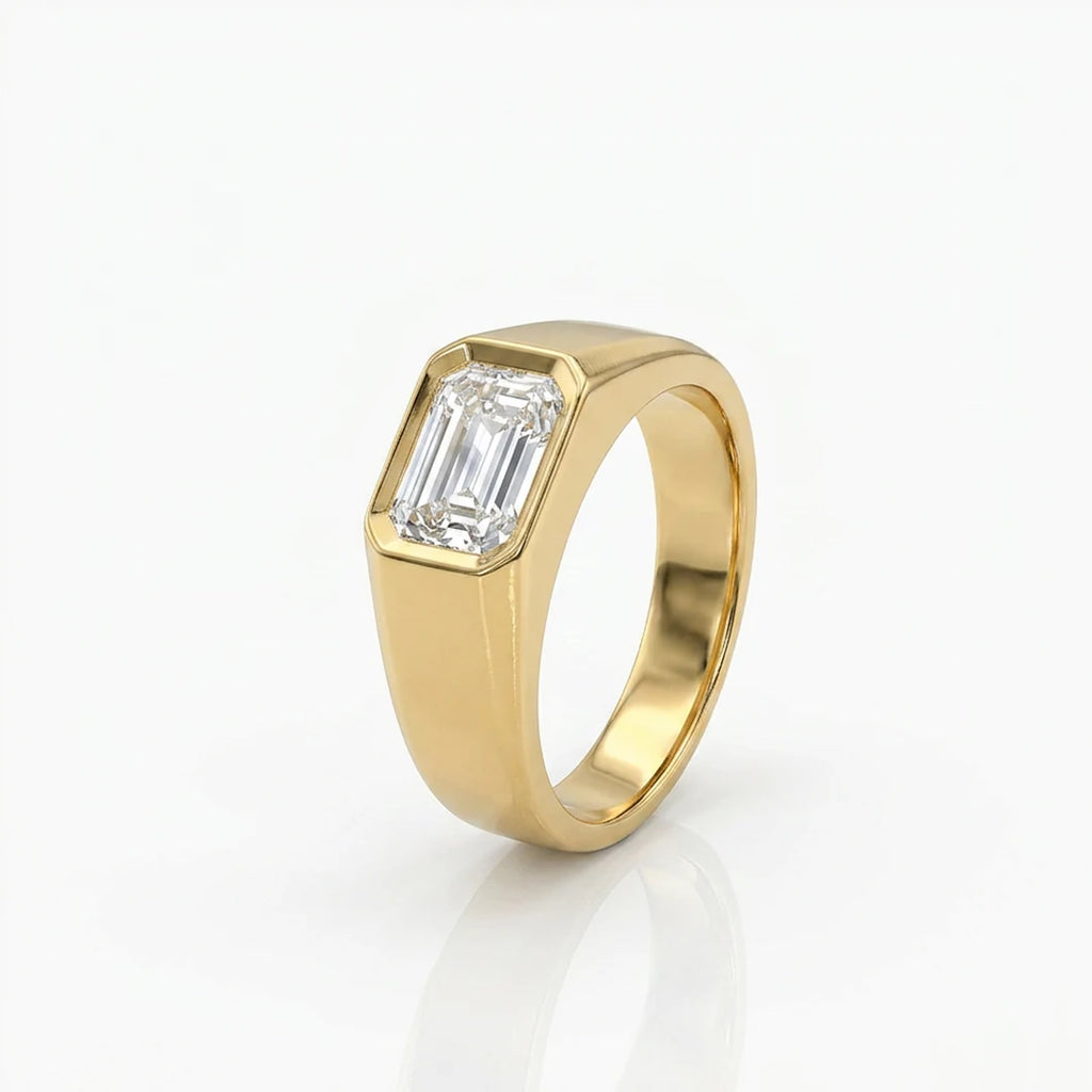 Gold Emerald Bezel Signet Ring