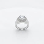 Silver Octagon Halo Signet Ring