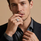 Silver Octagon Halo Signet Ring