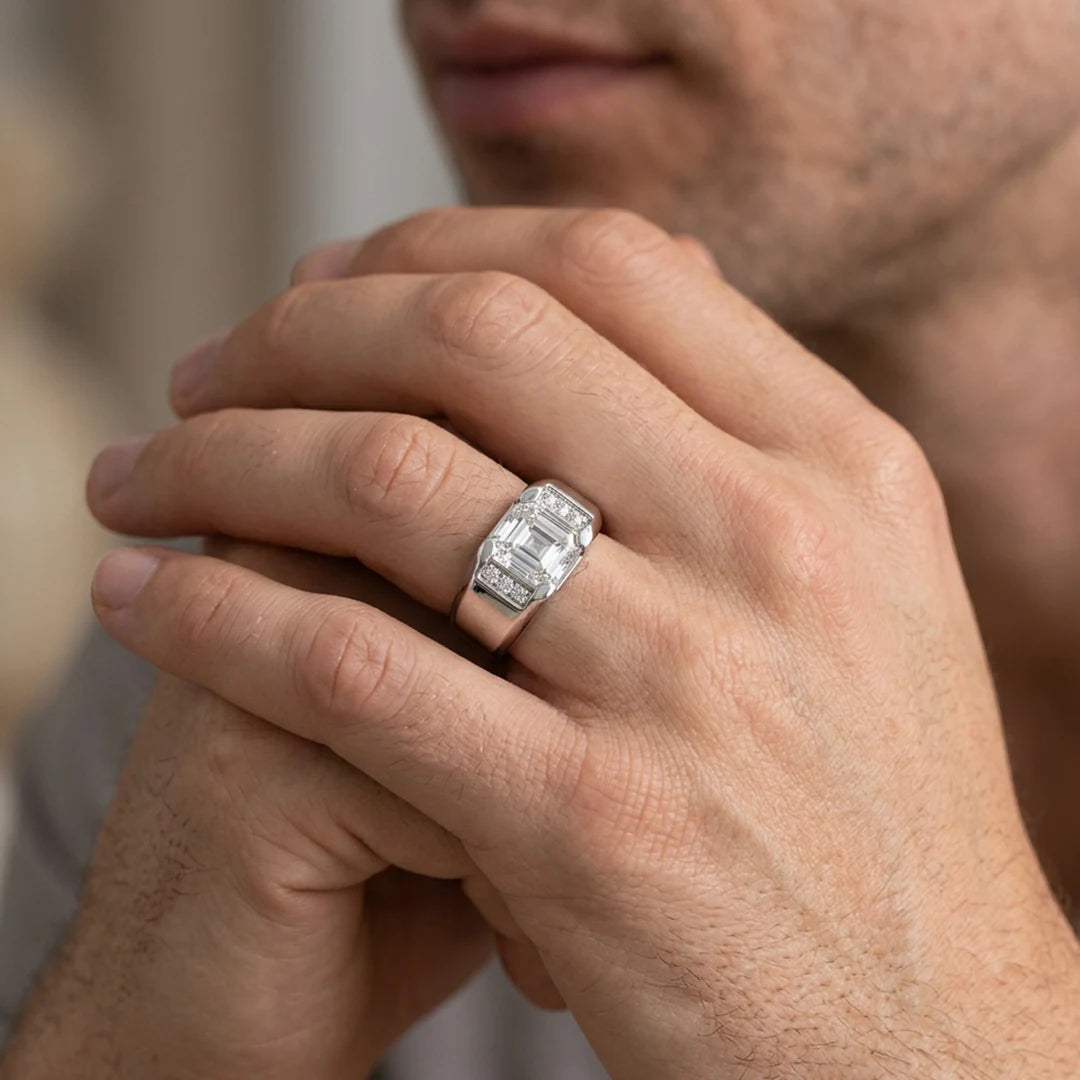 Silver Asscher Block Signet Ring