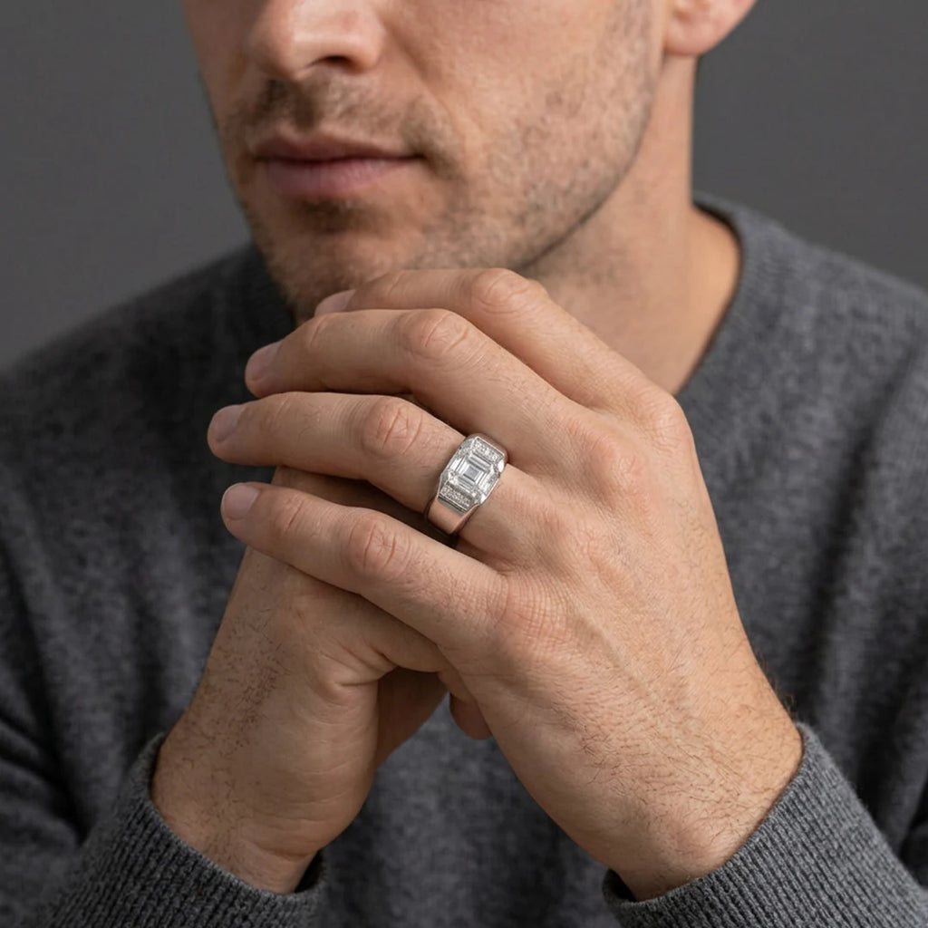 Silver Asscher Block Signet Ring