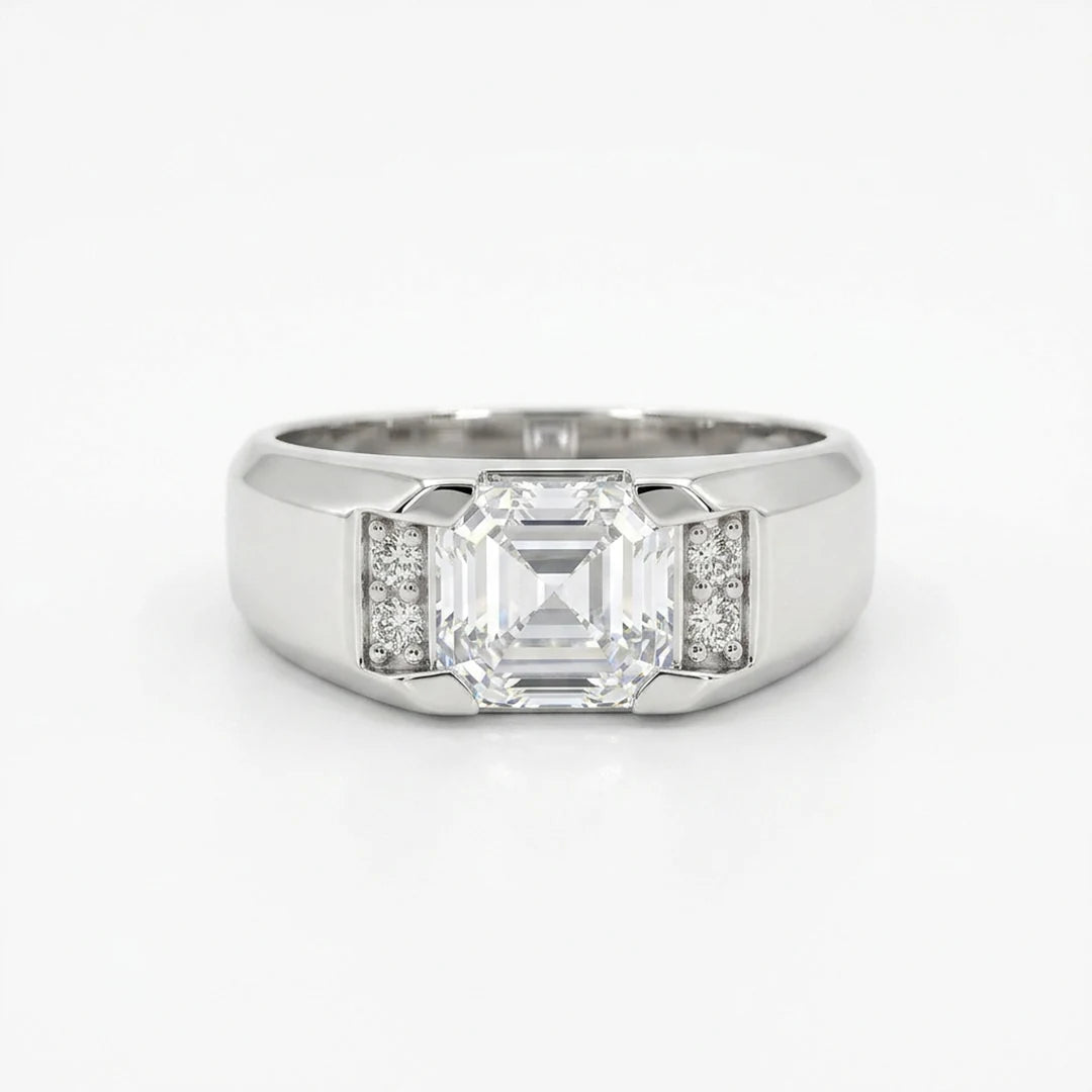 Silver Asscher Block Signet Ring