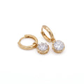Gold Solitaire Drop Hoop Earrings