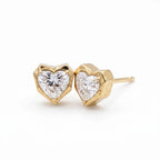 Gold Heart Frame Stud Earrings