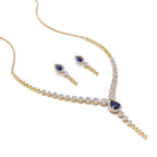 Gold Sapphire Teardrop Necklace Set