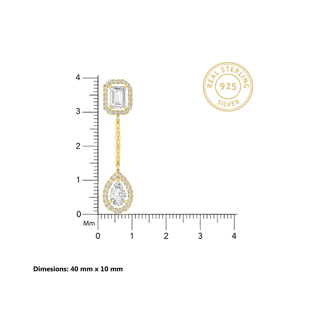Emerald Drop Halo Y-Necklace in 18KT Gold Plated