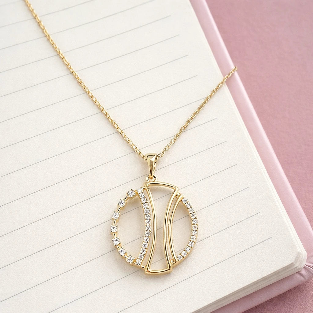 18KT Gold Modern Orbit Pendant